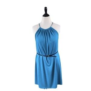 Summer Dress Round Neck Sleeveless Turquoise Large